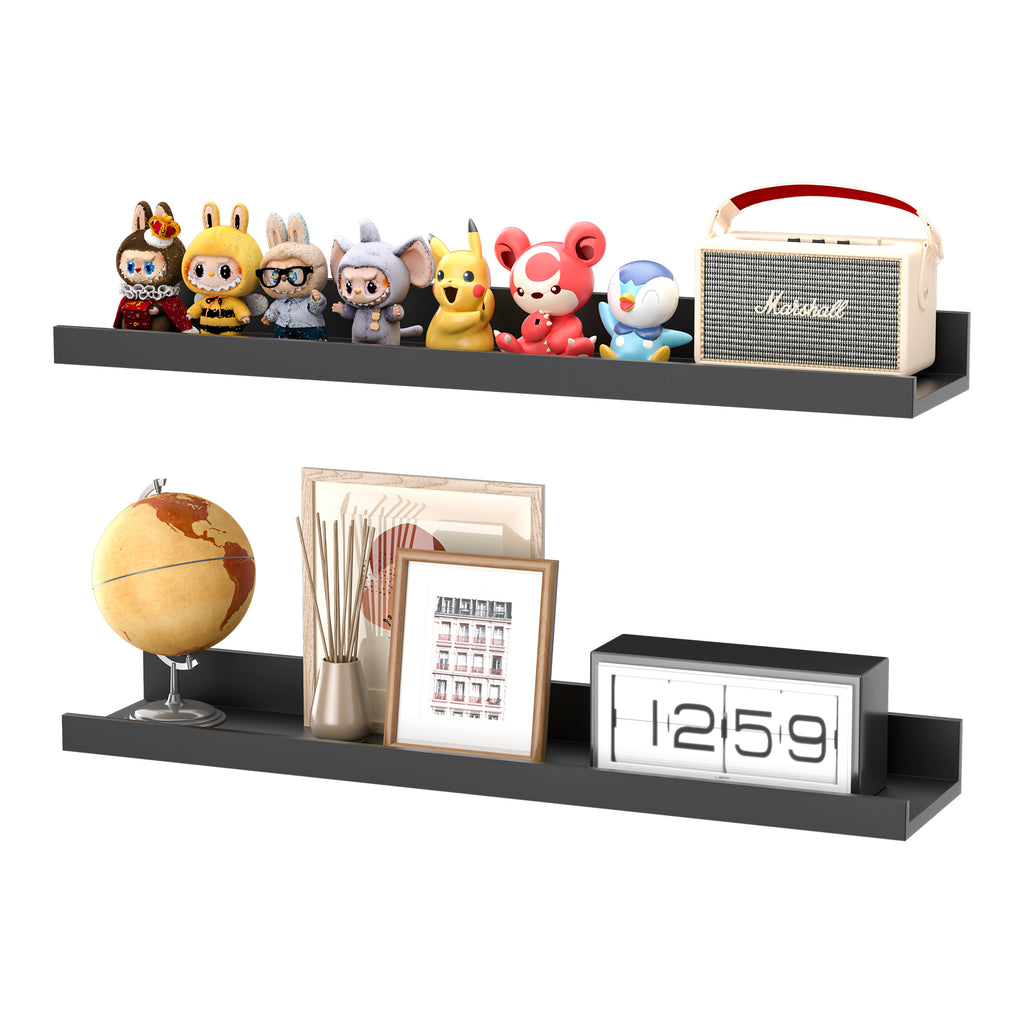 LOMANTOWN 24" Wall Shelves for Bedroom Decor, Set of 2 Floating Shelves for Wall Storage, Rustic Wood Display Mounted Corner Shelves for Books, Plants, Kitchen, Bathroom, Living Room