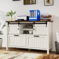 FIAKOA Farmhouse 2-Drawer Lateral File Cabinet,Filing Cabinet with Sliding Doors & Charge Station, Printer Stand Cabinets for Home Office,White