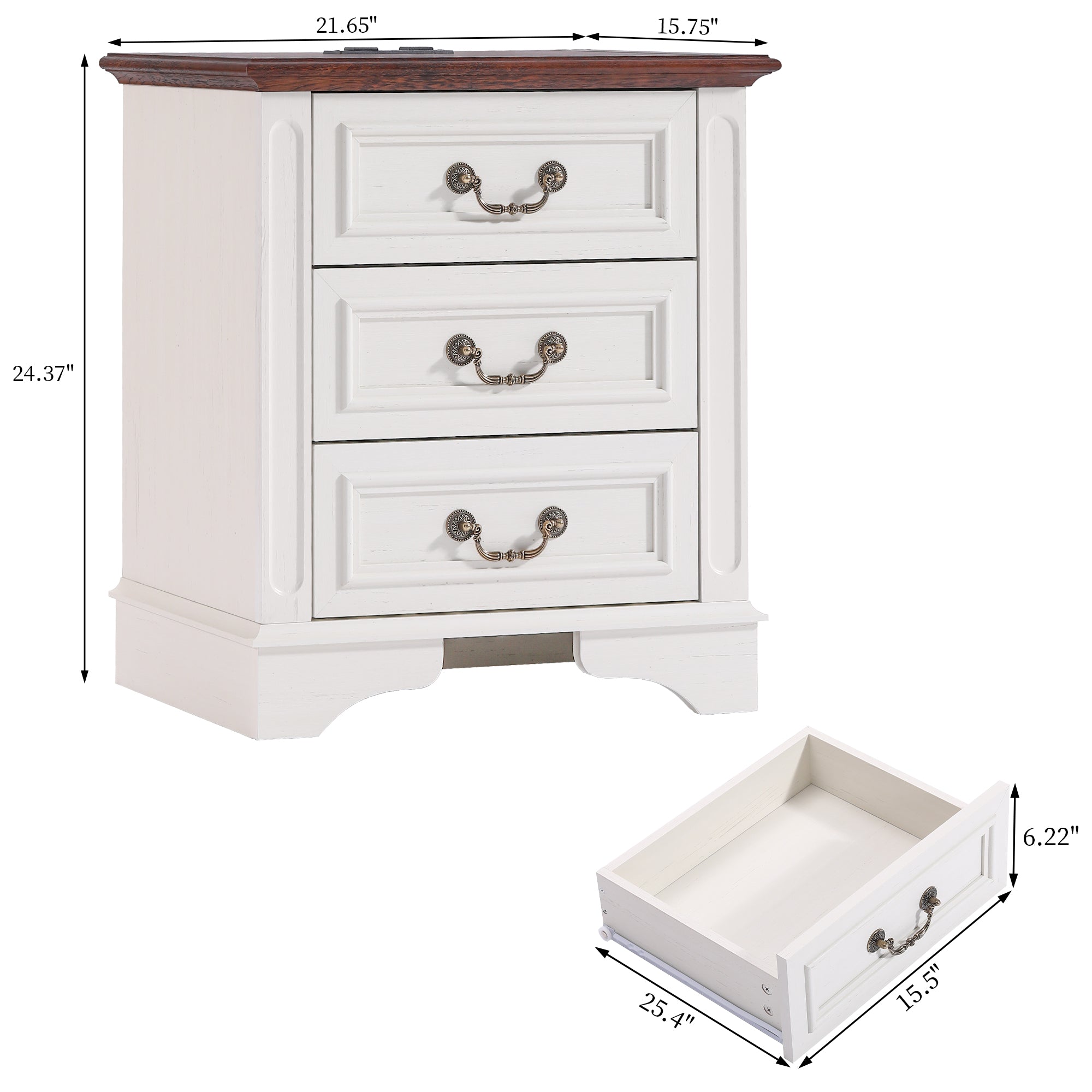 FIAKOA Bedroom Dresser and Nightstand set，Wood Furniture Set for Bedroom with Spacious Storage, 3pc, White