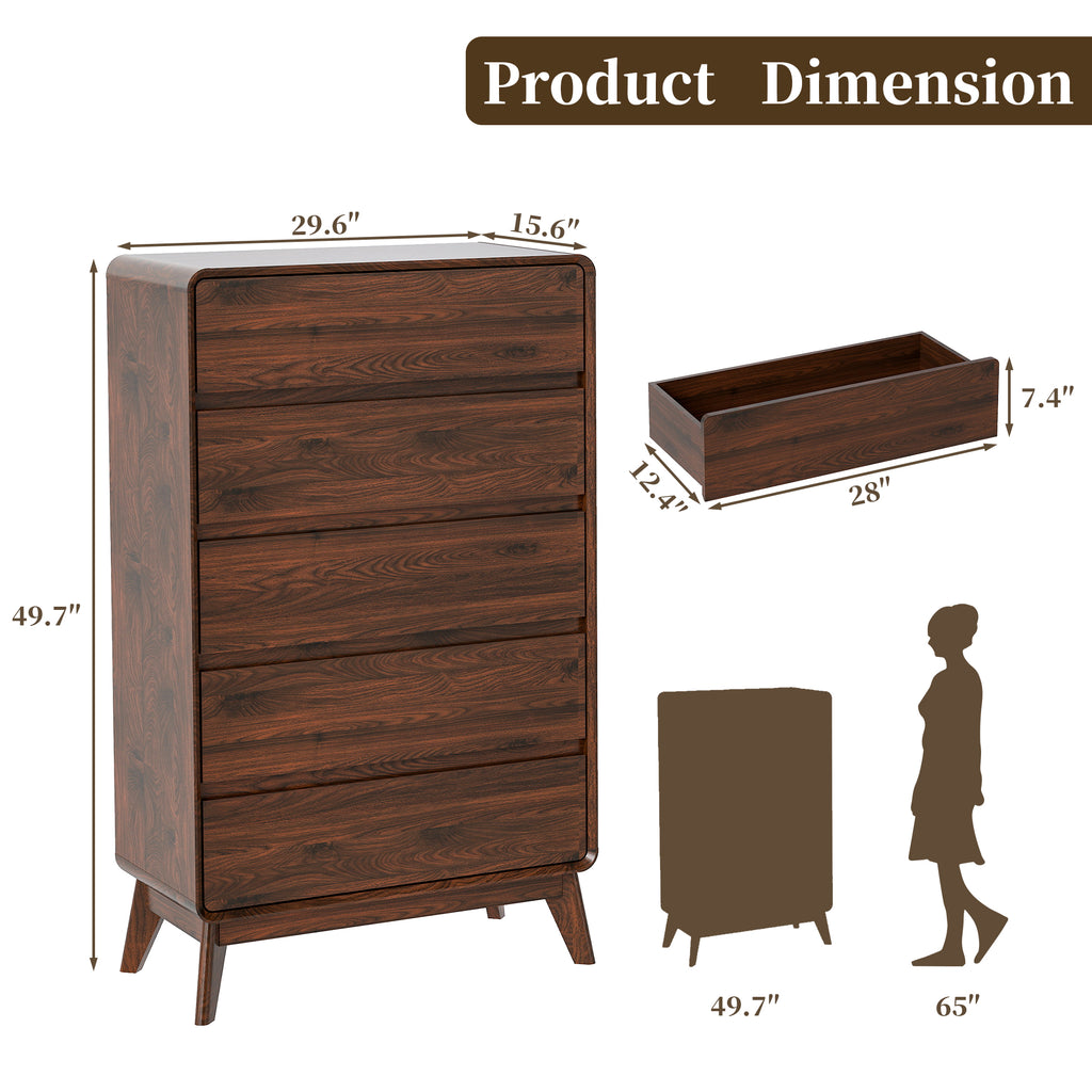 FIAKOA Bedroom Dresser Set & Nightstands set, 4 Piece Farmhouse Complete Bedroom Furniture Set with Spacious Storage, Walnut Brown