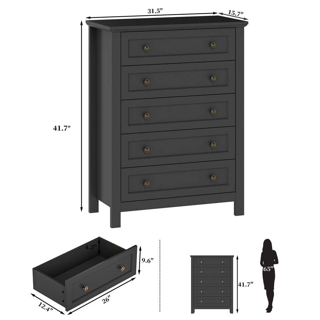 Goealvce Bedroom Dresser Set & Nightstands set for Bedroom, Farmhouse Complete Bedroom Furniture Set with Spacious Storage, 4 Piece, Black