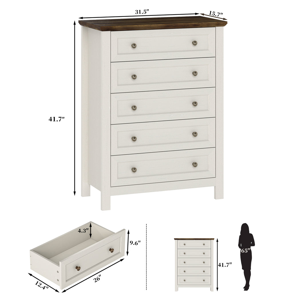 Goealvce Bedroom Dresser Set & Nightstands set for Bedroom, Farmhouse Complete Bedroom Furniture Set with Spacious Storage, 4 Piece, White