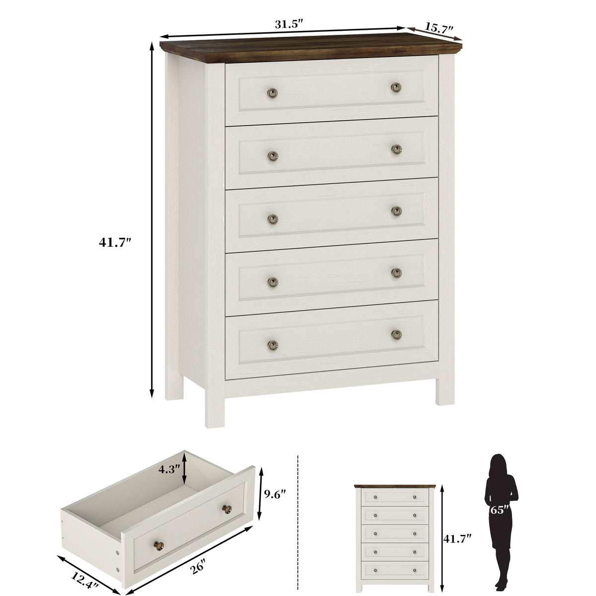 Goealvce Bedroom Dresser Set & Nightstands set for Bedroom, Farmhouse Complete Bedroom Furniture Set with Spacious Storage, 4 Piece, White