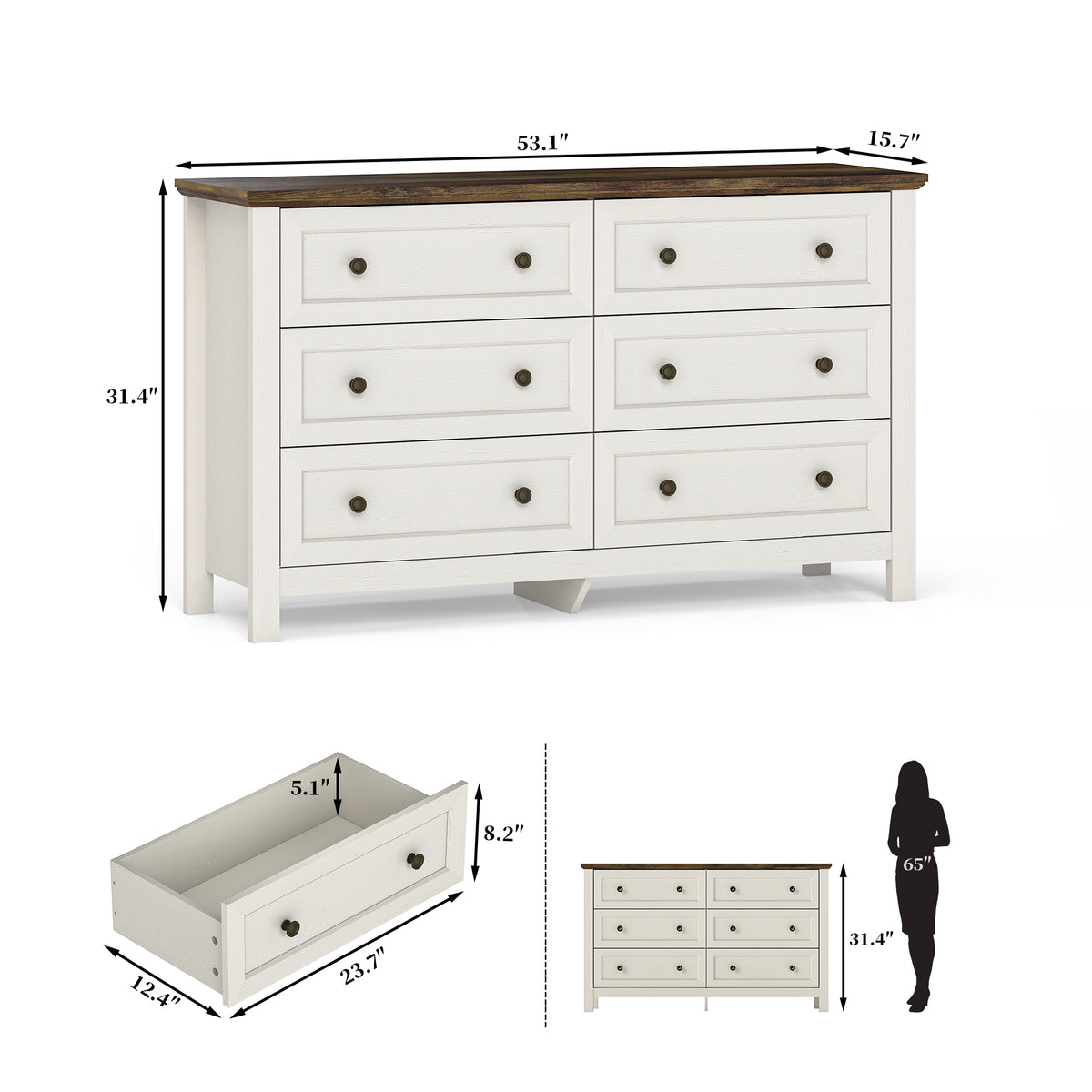 Goealvce Bedroom Dresser Set & Nightstands set for Bedroom, Farmhouse Complete Bedroom Furniture Set with Spacious Storage, 4 Piece, White