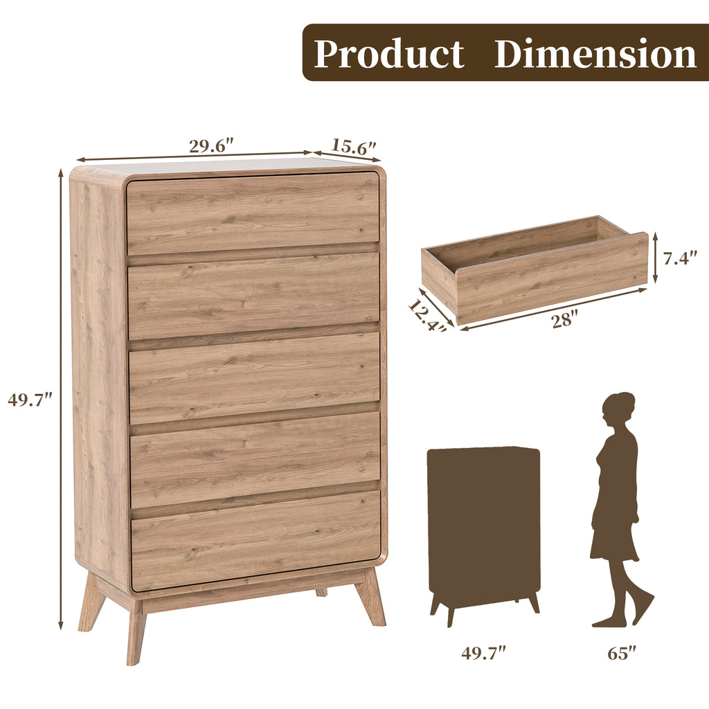 FIAKOA Bedroom Dresser Set & Nightstands Set, 4 Piece Farmhouse Complete Bedroom Furniture Set with Spacious Storage, Nature