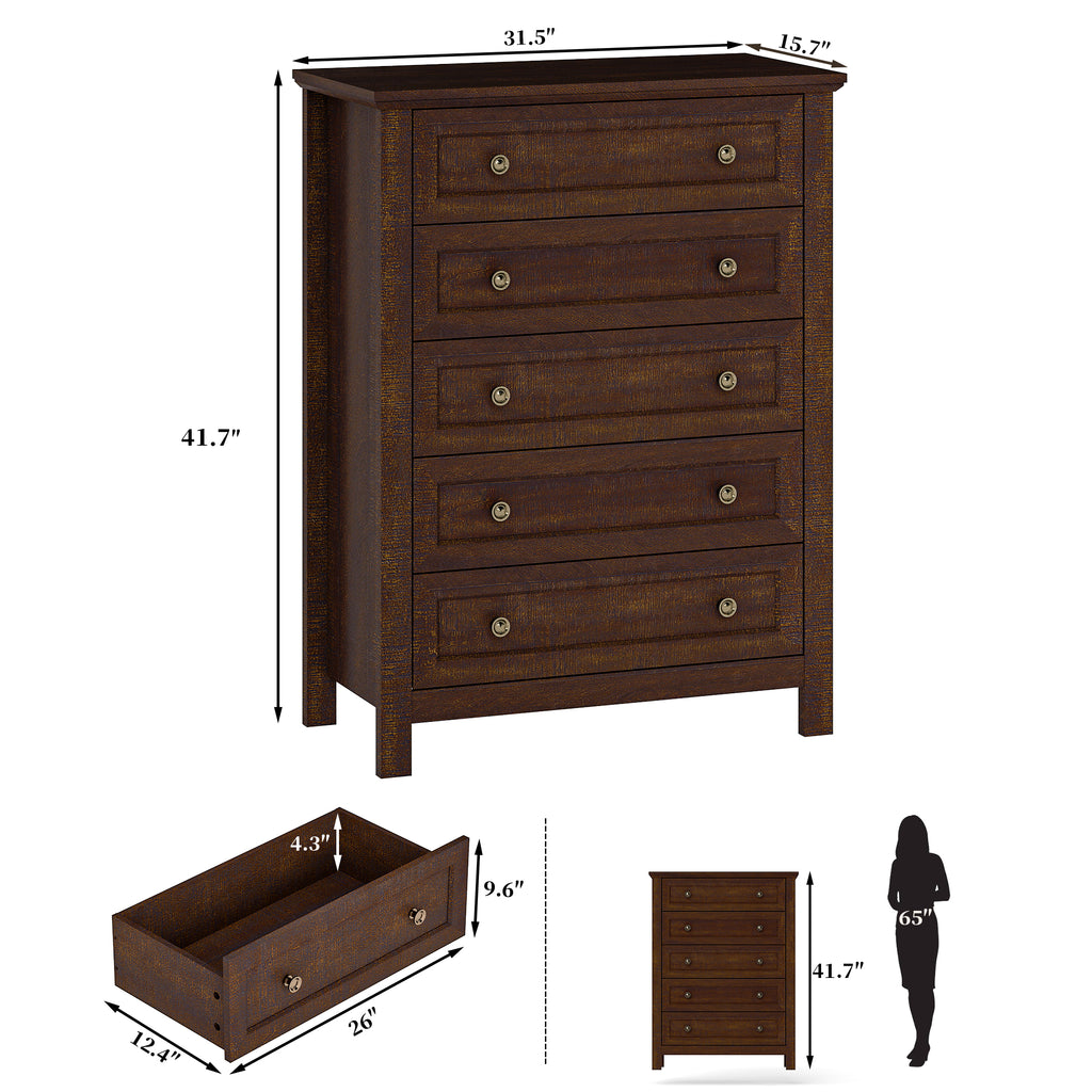 Goealvce Bedroom Dresser Set & Nightstands set for Bedroom, Farmhouse Complete Bedroom Furniture Set with Spacious Storage, 4 Piece, Walnut Brown