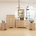 FIAKOA Bedroom Dresser Set & Nightstands set, Farmhouse Complete Bedroom Furniture Set with Spacious Storage, 4 Piece, Nature