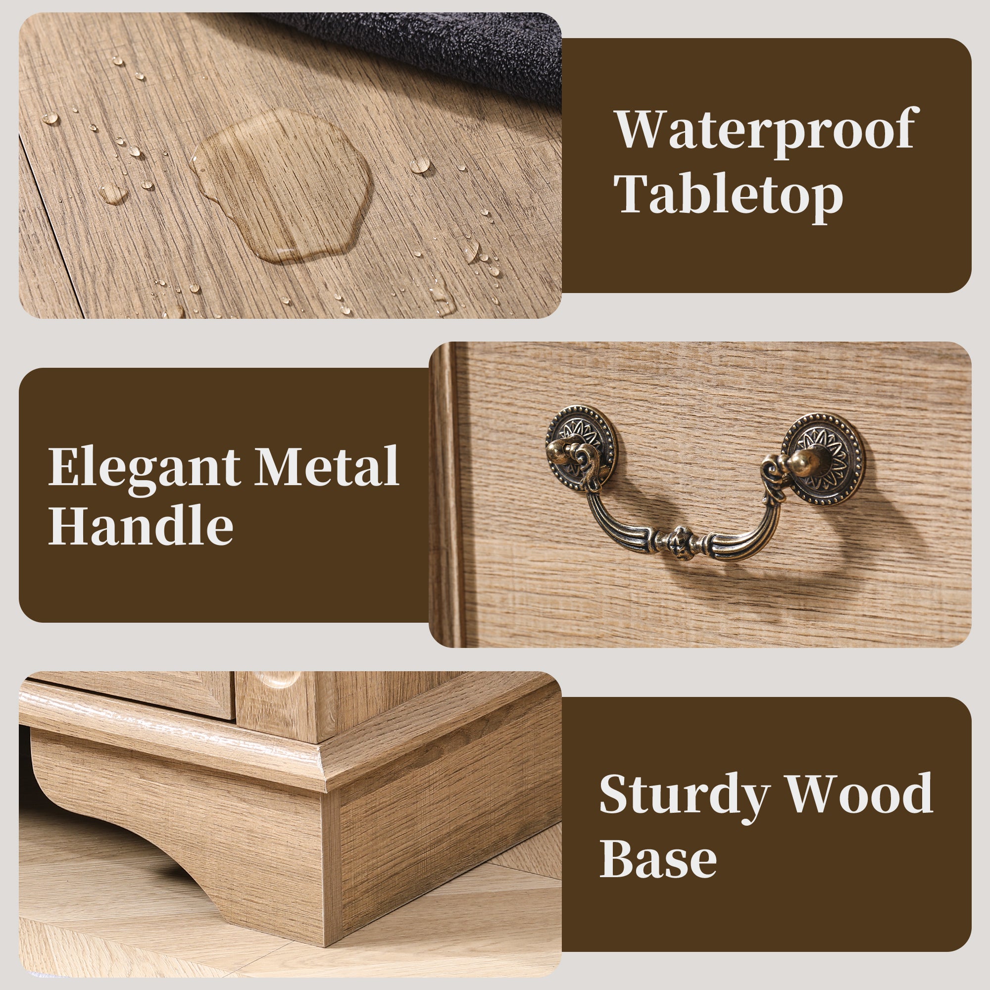 FIAKOA 7 Drawer Dresser for Bedroom, 55” W. Wood Farmhouse Tall Storage Chest of Drawers for Livingroom, Oak