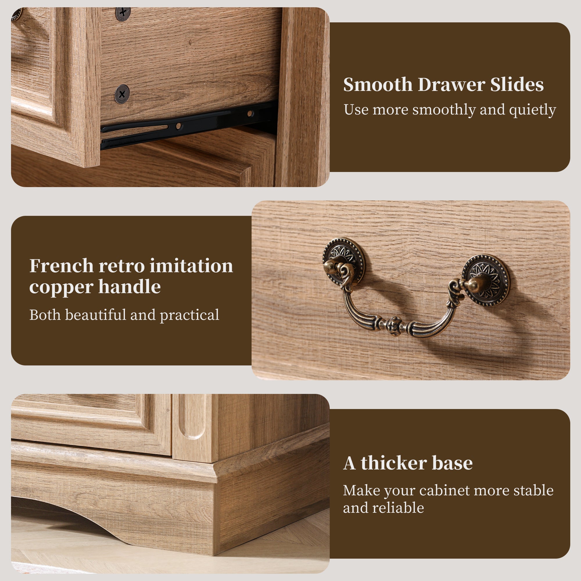 FIAKOA 48” Tall 6 Drawer Dresser for Bedroom, Farmhouse Storage Chest of Drawers for Livingroom, Oak