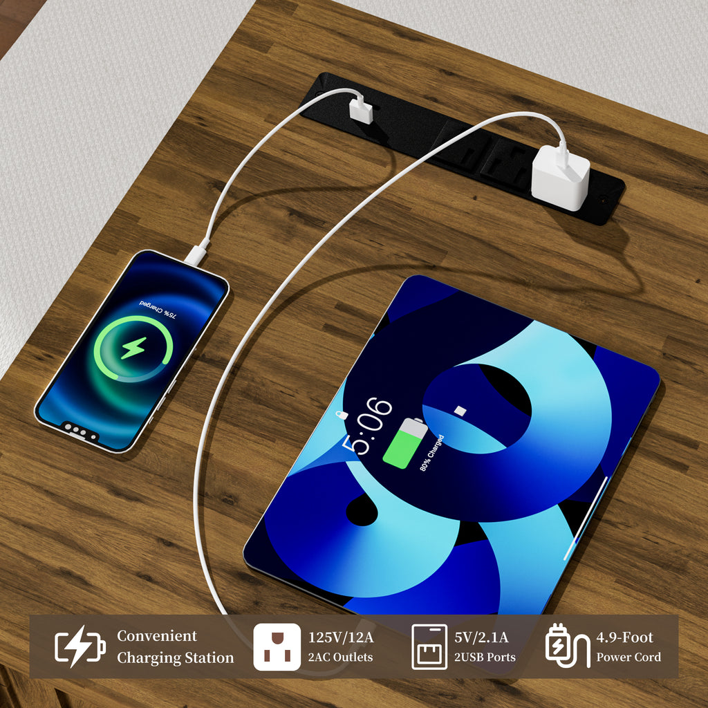 FIAKOA 62" Executive Desk, Modern Farmhouse Computer Desk with Drawers & Cabinet,Home Office Desk Writing Workspace for Work Study,Brown