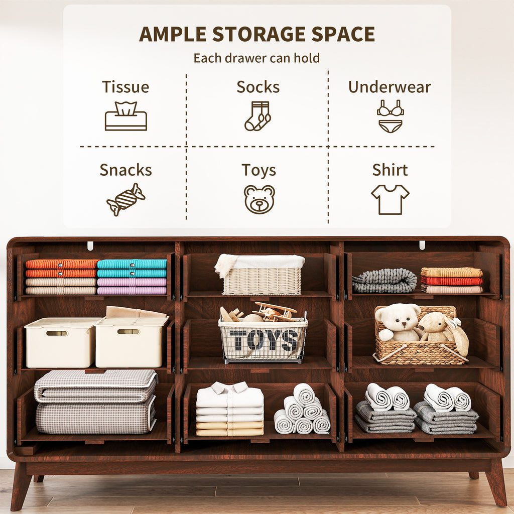 FIAKOA Bedroom Dresser Set & Nightstands set, 4 Piece Farmhouse Complete Bedroom Furniture Set with Spacious Storage, Walnut Brown