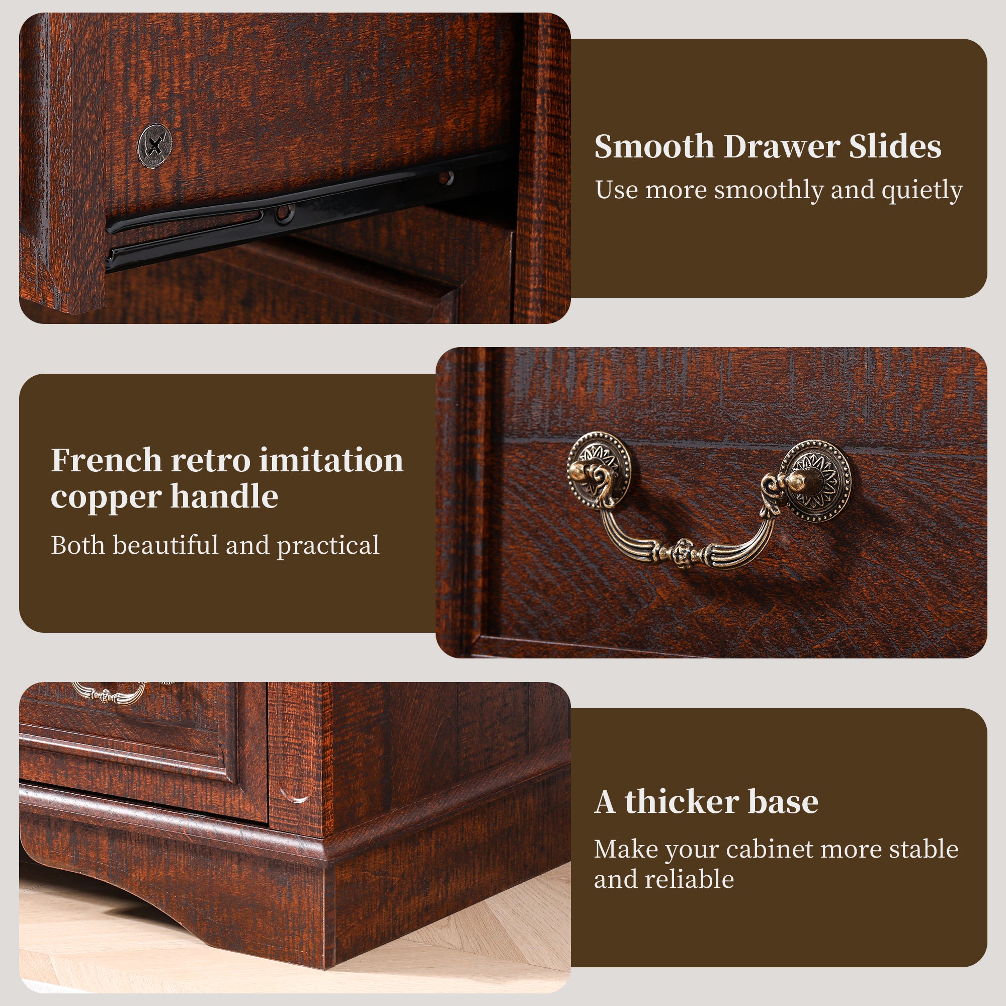 FIAKOA 48” Tall 6 Drawer Dresser for Bedroom, Farmhouse Storage Chest of Drawers for Livingroom, Walnut Brown