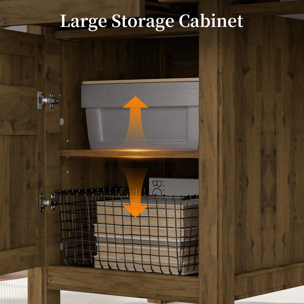 FIAKOA 62" Executive Desk, Modern Farmhouse Computer Desk with Drawers & Cabinet,Home Office Desk Writing Workspace for Work Study,Brown