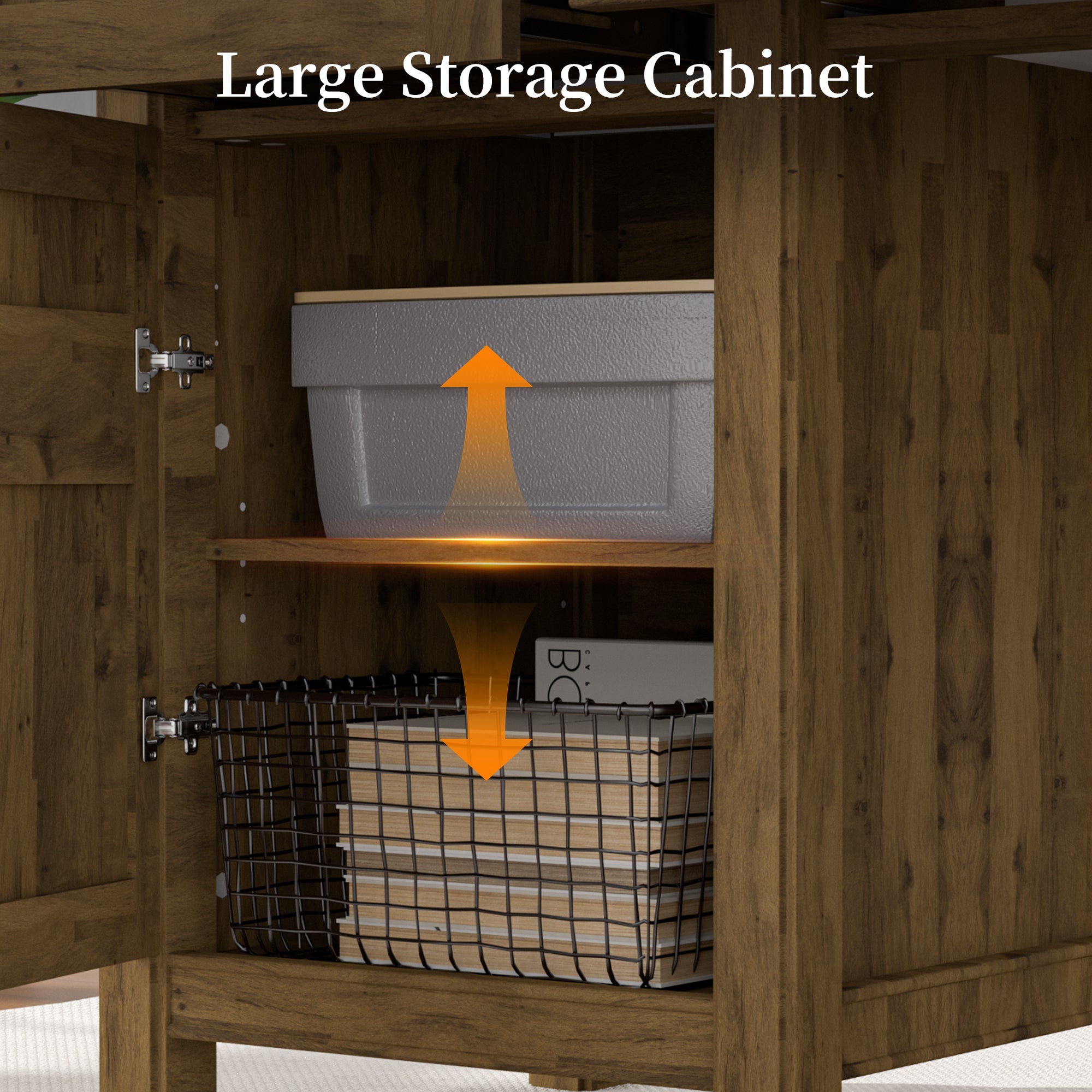 FIAKOA 62" Executive Desk, Modern Farmhouse Computer Desk with Drawers & Cabinet,Home Office Desk Writing Workspace for Work Study,Brown