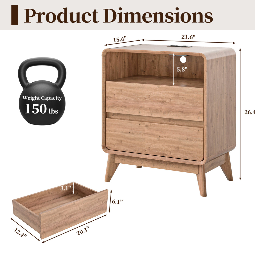 FIAKOA Bedroom Dresser Set & Nightstands Set, 4 Piece Farmhouse Complete Bedroom Furniture Set with Spacious Storage, Nature