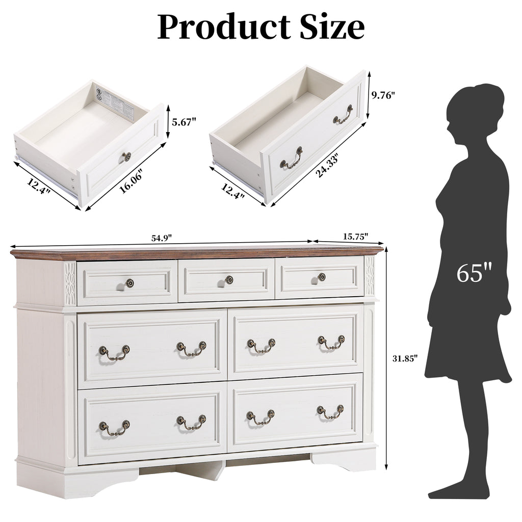 FIAKOA Bedroom Dresser and Nightstand set，Wood Furniture Set for Bedroom with Spacious Storage, 3pc, White