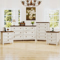 Goealvce Bedroom Dresser Set & Nightstands set for Bedroom, Farmhouse Complete Bedroom Furniture Set with Spacious Storage, 4 Piece, White