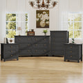 Goealvce Bedroom Dresser Set & Nightstands set for Bedroom, Farmhouse Complete Bedroom Furniture Set with Spacious Storage, 4 Piece, Black