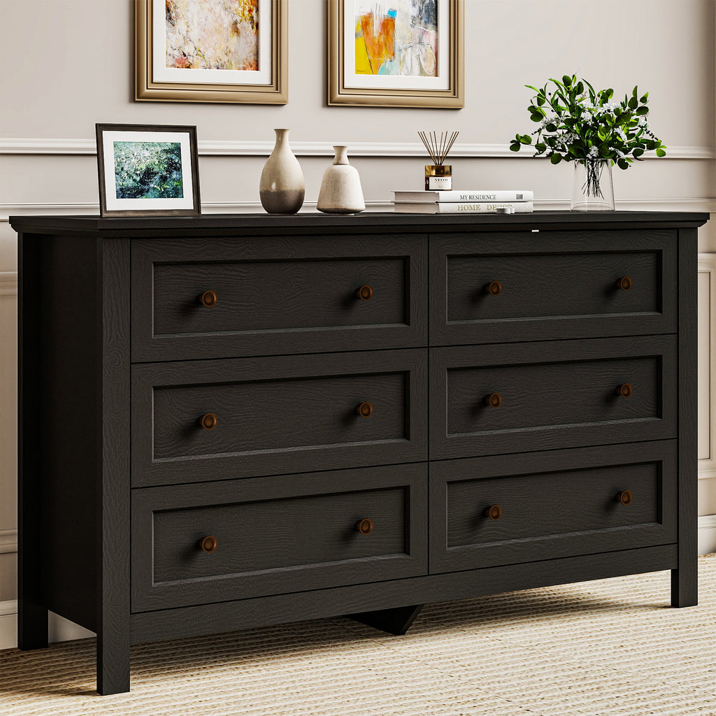 Goealvce Bedroom Dresser Set & Nightstands set for Bedroom, Farmhouse Complete Bedroom Furniture Set with Spacious Storage, 4 Piece, Black