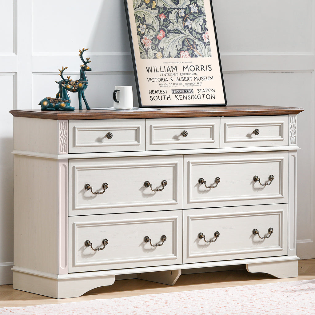 FIAKOA Bedroom Dresser and Nightstand set，Wood Furniture Set for Bedroom with Spacious Storage, 3pc, White