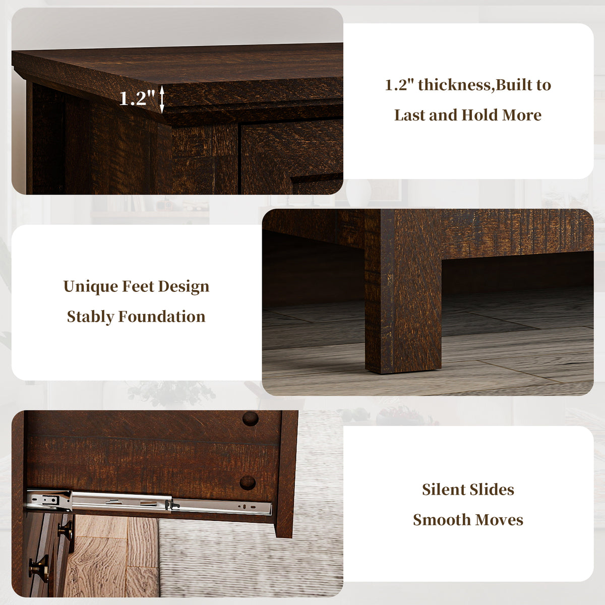 Goealvce 5 Drawer Dresser for Bedroom, Retro Wood Storage Cabinet with Bronze Handles, Vintage Chest of Drawers with Large Storage Space for Living Room, Hallway, Entryway, Guest Room, Walnut Brown