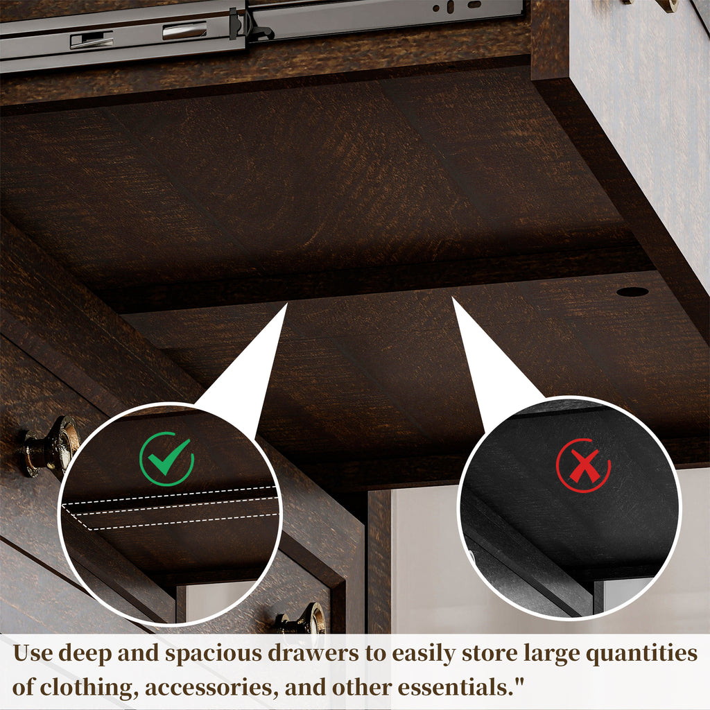 Goealvce Bedroom Dresser Set & Nightstands set for Bedroom, Farmhouse Complete Bedroom Furniture Set with Spacious Storage, 4 Piece, Walnut Brown