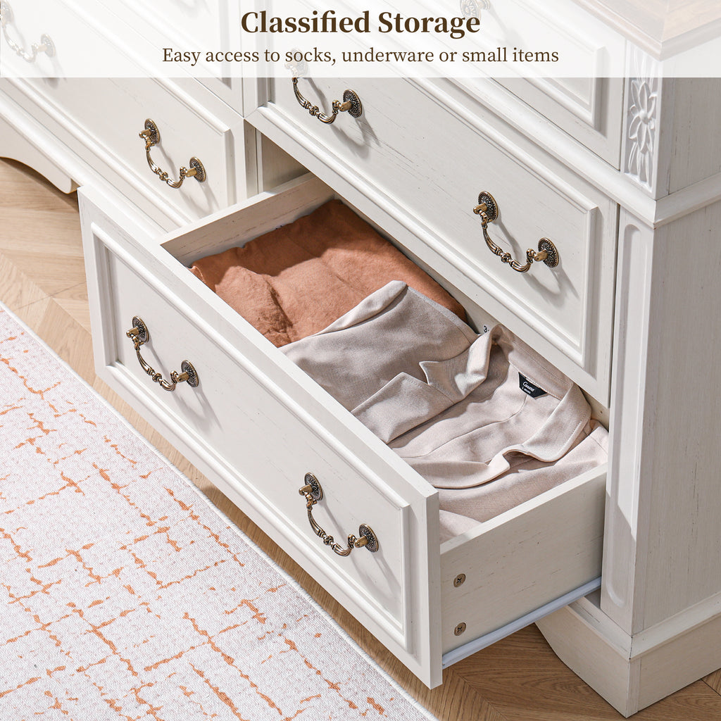 FIAKOA Bedroom Dresser and Nightstand set，Wood Furniture Set for Bedroom with Spacious Storage, 3pc, White