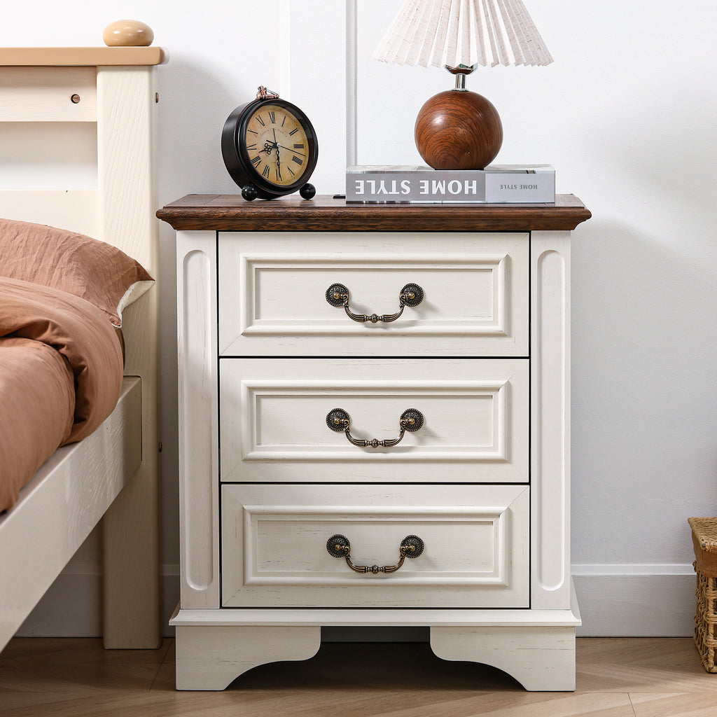 FIAKOA Bedroom Dresser and Nightstand set，Wood Furniture Set for Bedroom with Spacious Storage, 3pc, White