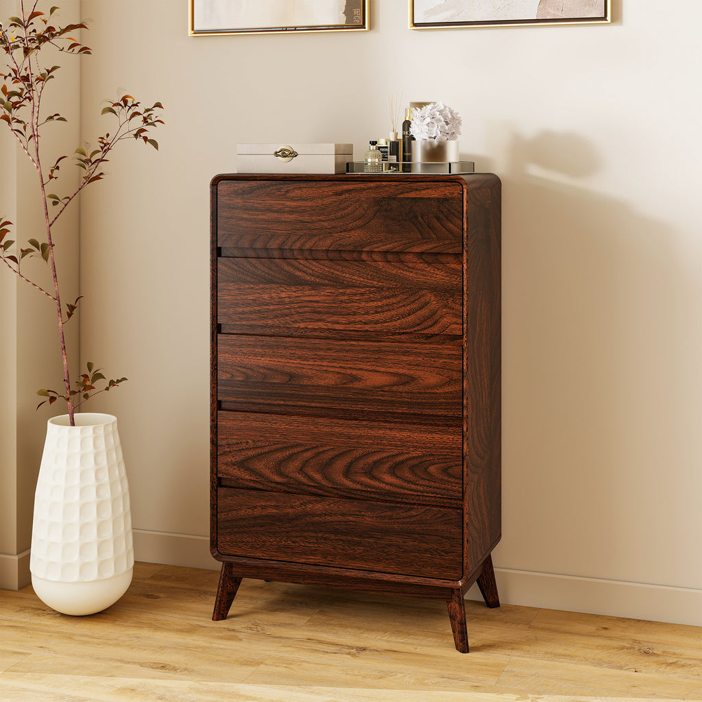 FIAKOA Bedroom Dresser Set & Nightstands set, 4 Piece Farmhouse Complete Bedroom Furniture Set with Spacious Storage, Walnut Brown