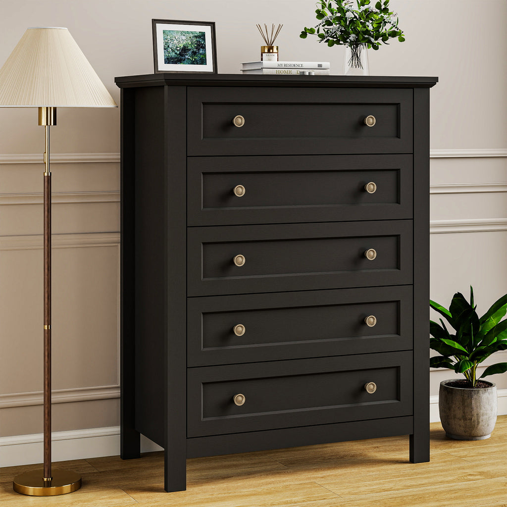 Goealvce Bedroom Dresser Set & Nightstands set for Bedroom, Farmhouse Complete Bedroom Furniture Set with Spacious Storage, 4 Piece, Black