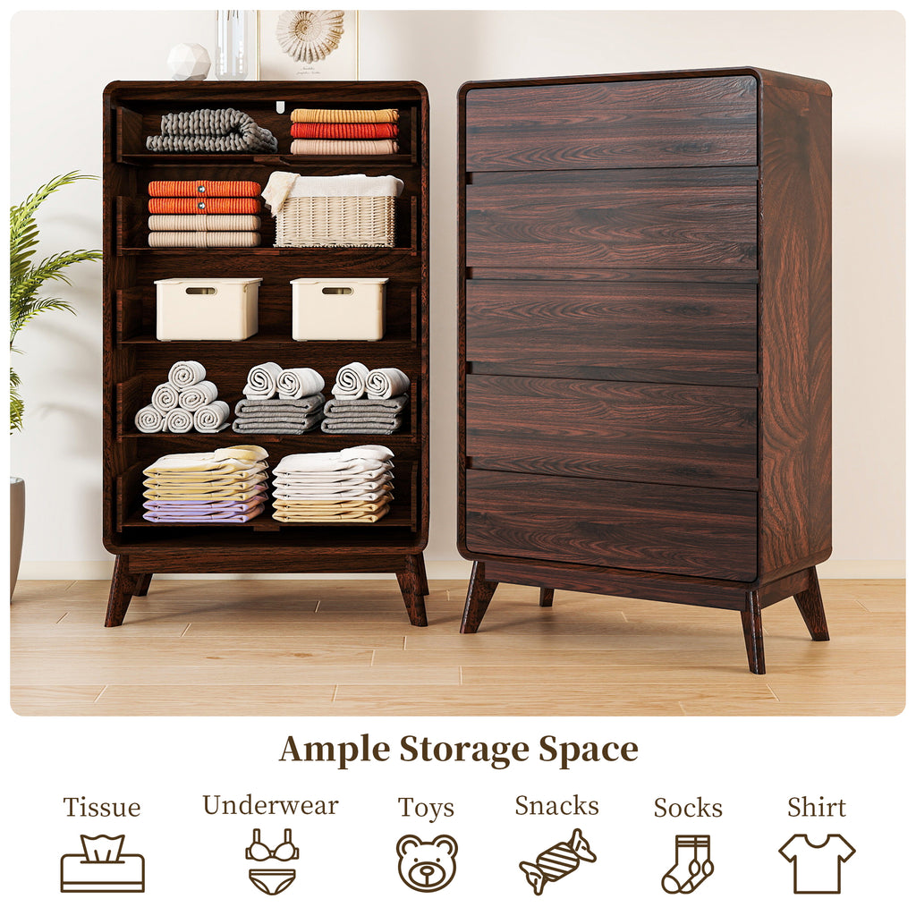 FIAKOA Bedroom Dresser Set & Nightstands set, 4 Piece Farmhouse Complete Bedroom Furniture Set with Spacious Storage, Walnut Brown