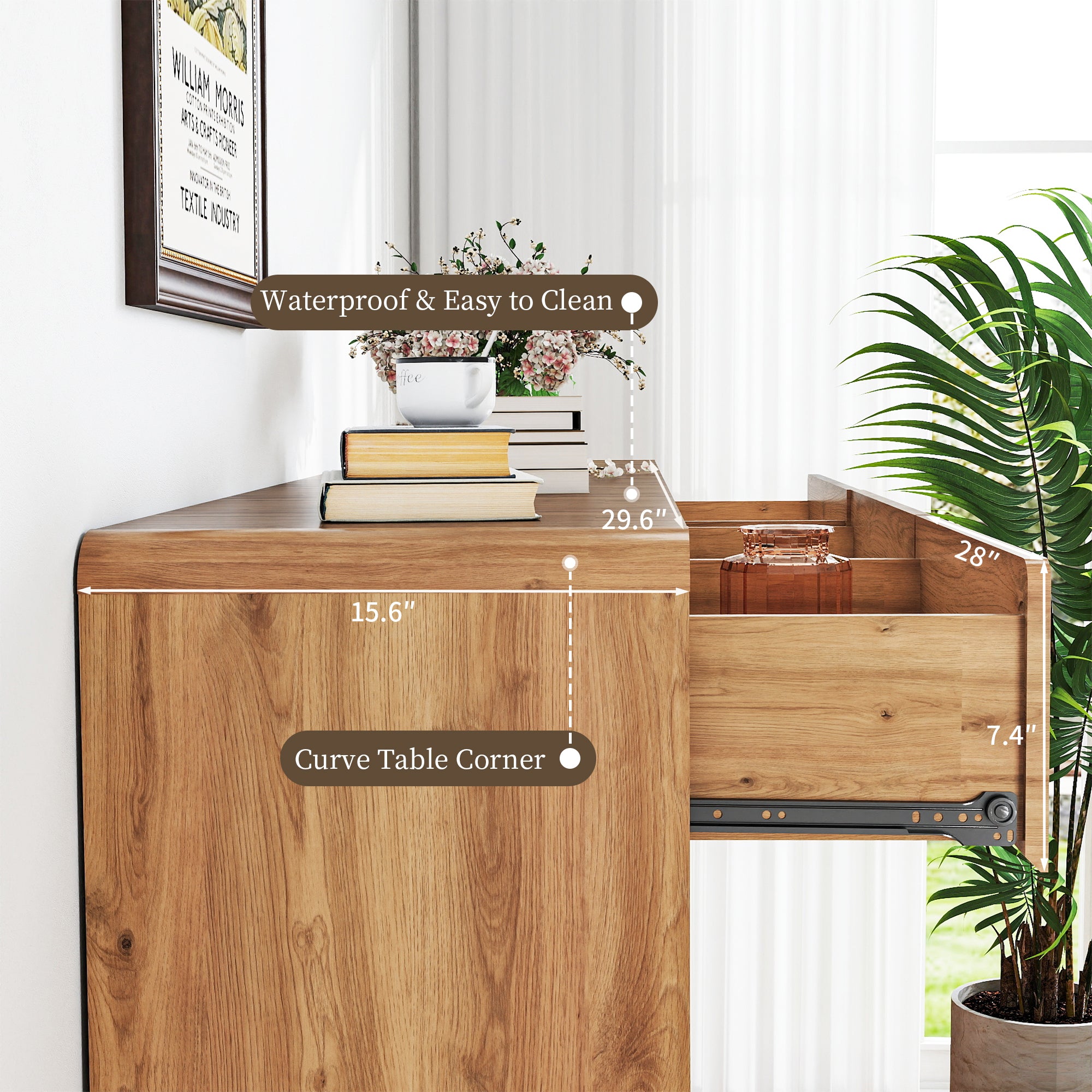 FIAKOA 9 Drawer Dresser for Bedroom, 63” W. Wood Farmhouse Tall Storage Chest of Drawers for Livingroom, Oak